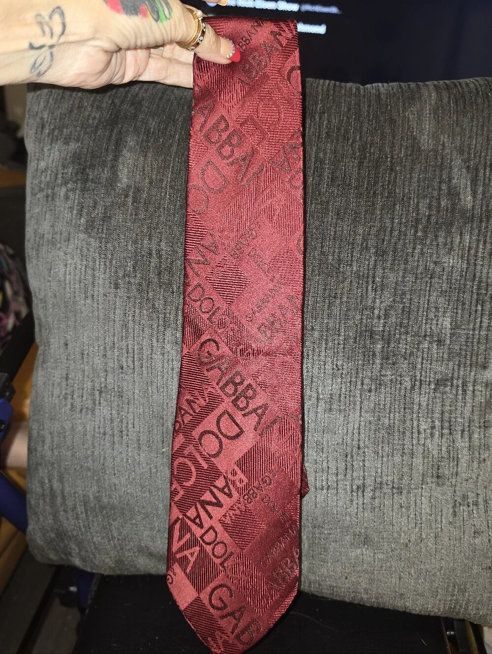 Dolce & Gabbana Wine Red Logo Jacquard Tie